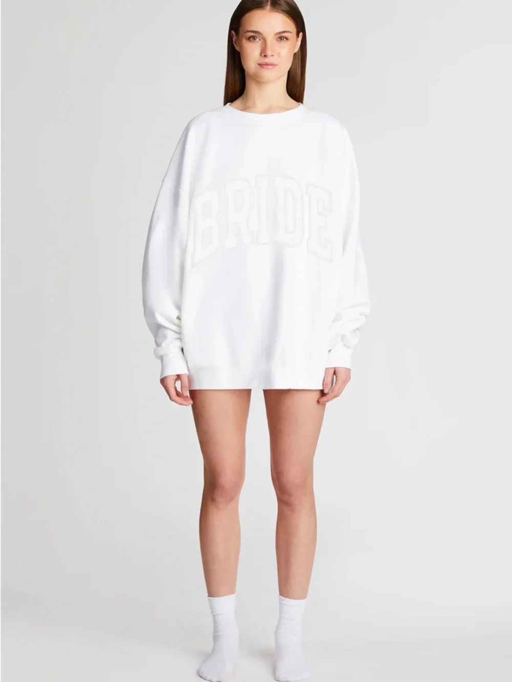 The Bar White 'BRIDE' Embroidered Crewneck Sweater - Picture 1 of 3